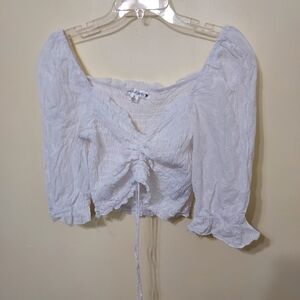 Who's that girl? White Cotton crop peasant top Festival Ren Faire Boho Romantic